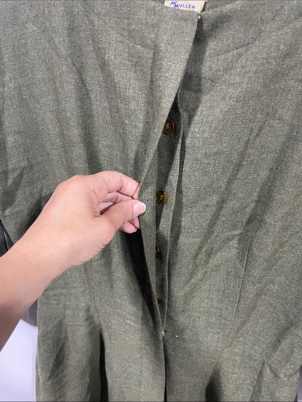 True vintage 50s Olive Green Women's Midi Dress - Picture 3 of 7